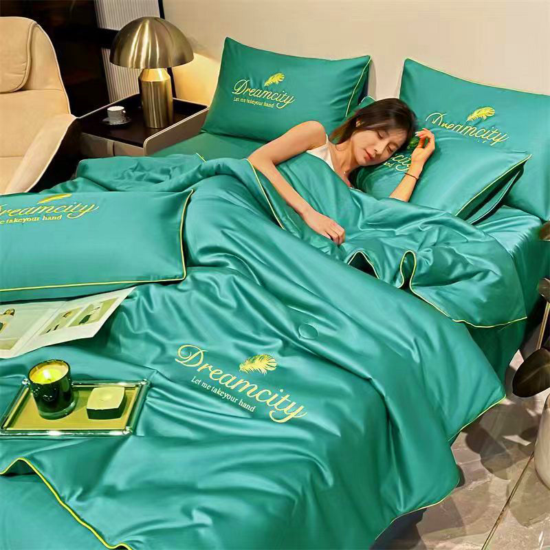 Cooling Silk Summer Quilt, Lightweight Breathable Bedding Set in Various Colors for Comfortable Sleep 9