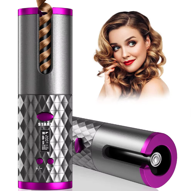 Cordless Hair Curler with Ceramic Barrel – Automatic Styling Tool for Effortless Curls 0