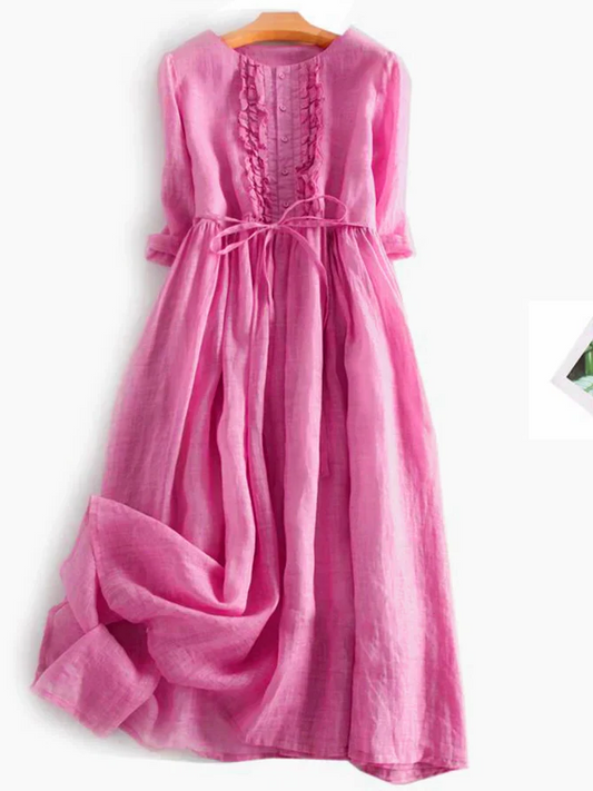 Cotton and Linen Ruffle Dress – Lightweight Summer Dress for Casual and Beach Wear 0