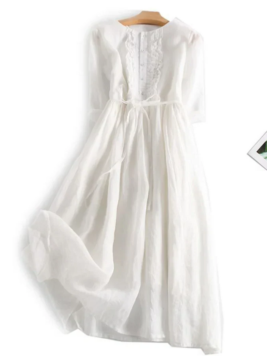 Cotton and Linen Ruffle Dress – Lightweight Summer Dress for Casual and Beach Wear 1