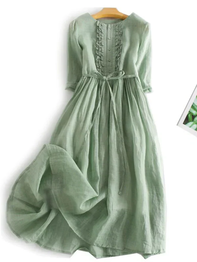 Cotton and Linen Ruffle Dress – Lightweight Summer Dress for Casual and Beach Wear 2