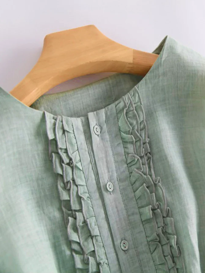 Cotton and Linen Ruffle Dress – Lightweight Summer Dress for Casual and Beach Wear 3