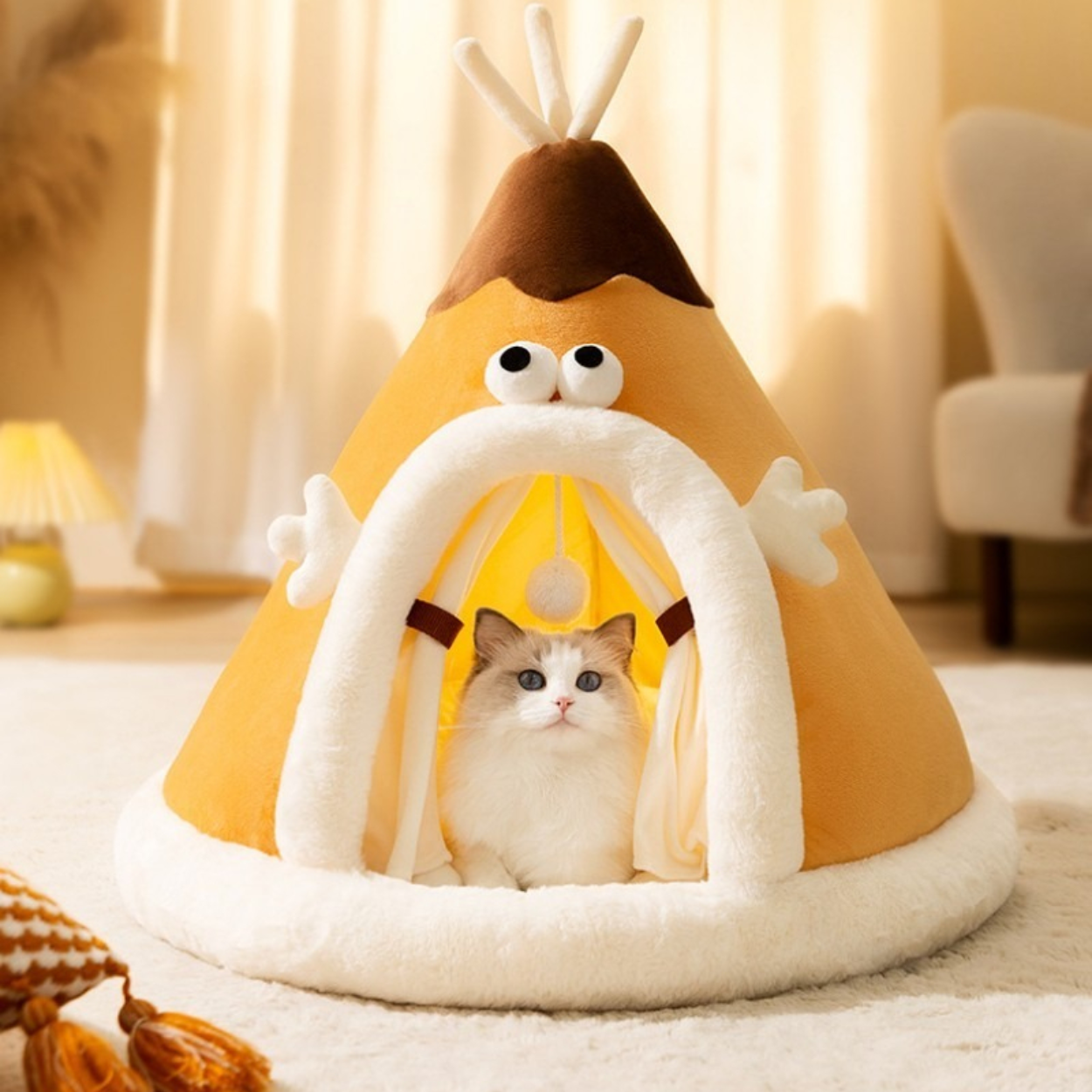 Cozy Cat Bed Tent in Soft Fleece Fabric – Warm Indoor Retreat for Cats and Small Pets 0