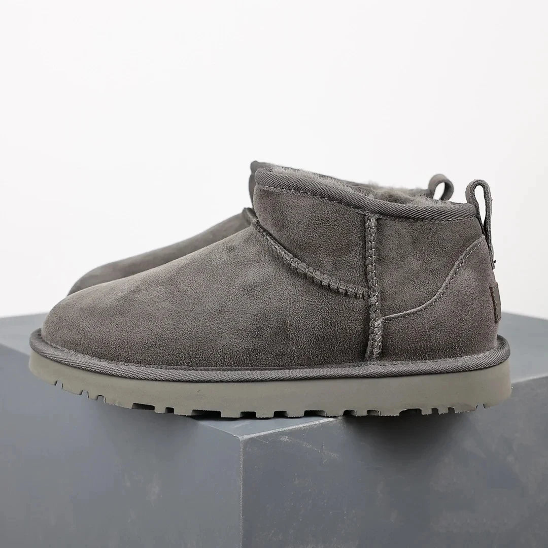 Cozy Gray Ankle Boots for Women with Fur Lining – Stylish Winter Platform Booties 0