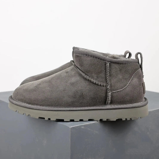 Cozy Gray Ankle Boots for Women with Fur Lining – Stylish Winter Platform Booties 0
