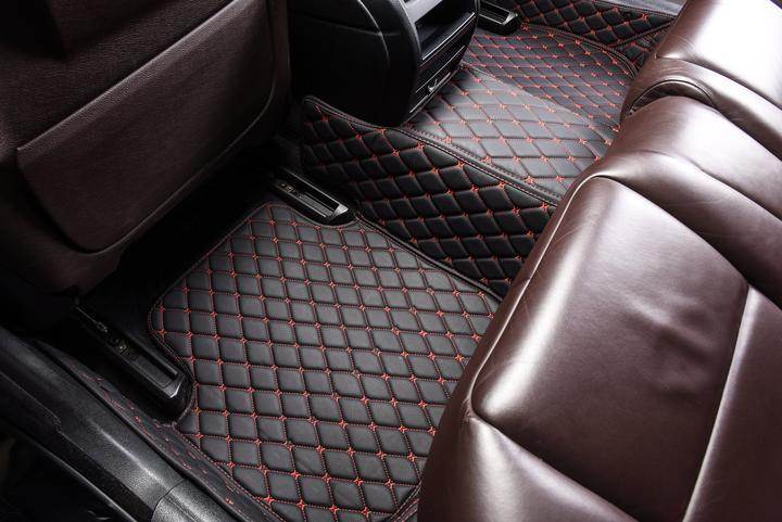 Custom Black Red Leather Car Floor Mats – Waterproof and Durable Protection 2