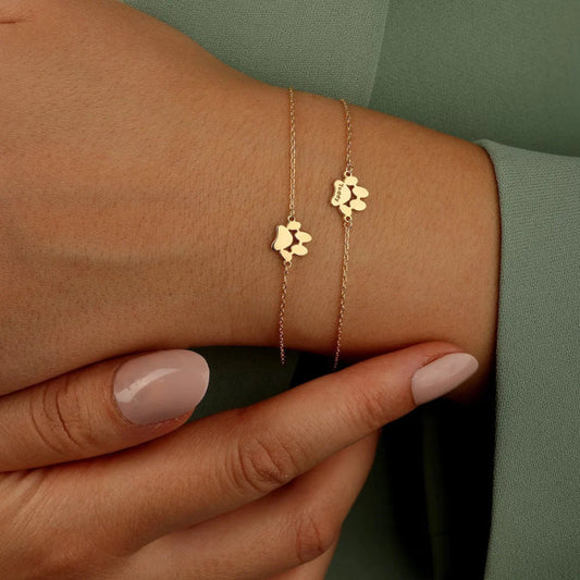 Customizable Gold Paw Charm Bracelet – Adjustable Stainless Steel Pet Jewelry with Engraving Options for Pet Lovers 0
