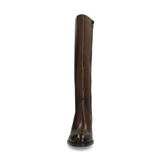 Dark Brown Knee High Boots for Women – Genuine Leather with Comfortable Block Heel 1