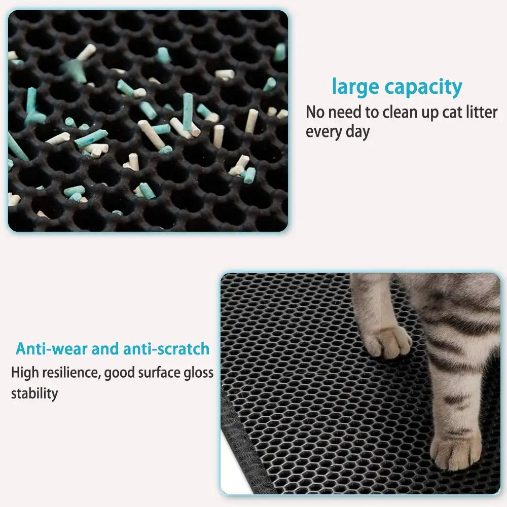 Double Layer Cat Litter Mat with Non-Slip Base – Waterproof, Easy to Clean Kitty Litter Mat for All Litter Box Types 5