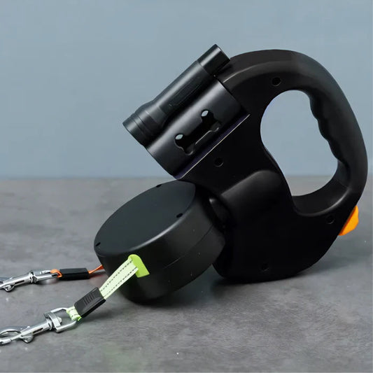 Dual Dog Leash with Tangle-Free Design, LED Light, and 360° Swivel for Safe Walks 0