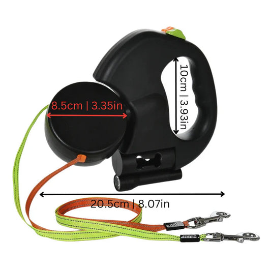 Dual Dog Leash with Tangle-Free Design, LED Light, and 360° Swivel for Safe Walks 1