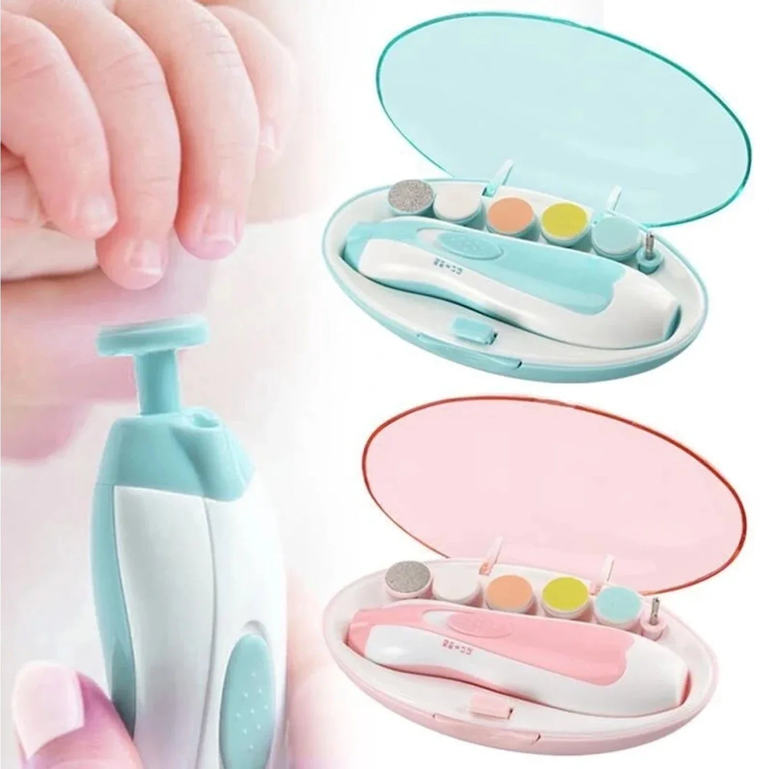 Electric Baby Nail File Trimmer with 6 Interchangeable Pads – Safe and Quiet Nail Care Tool 5