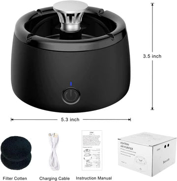 Electric Smokeless Ashtray with Air Purifier Function and Triple Filtration System – Compact Design for Home and Office 4