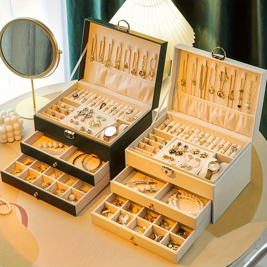 Elegant Leather Jewelry Organizer Box – Travel Jewelry Case with Multiple Compartments for Rings, Necklaces, and Bracelets 1