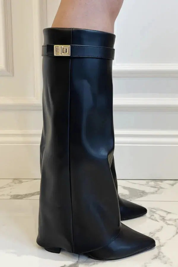 Elegant Women's Knee High Boots in Black Leather – Stylish and Comfortable Footwear 9
