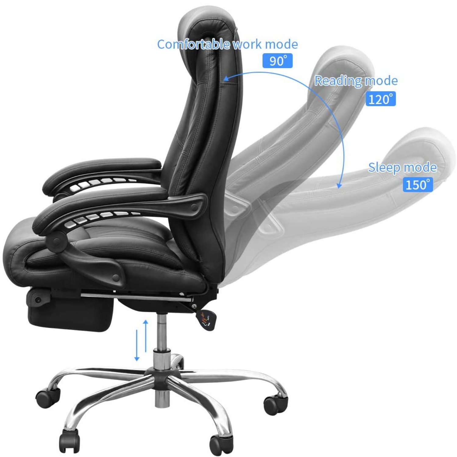 Ergonomic High Back Executive Chair with Adjustable Lumbar Support and Armrests 3