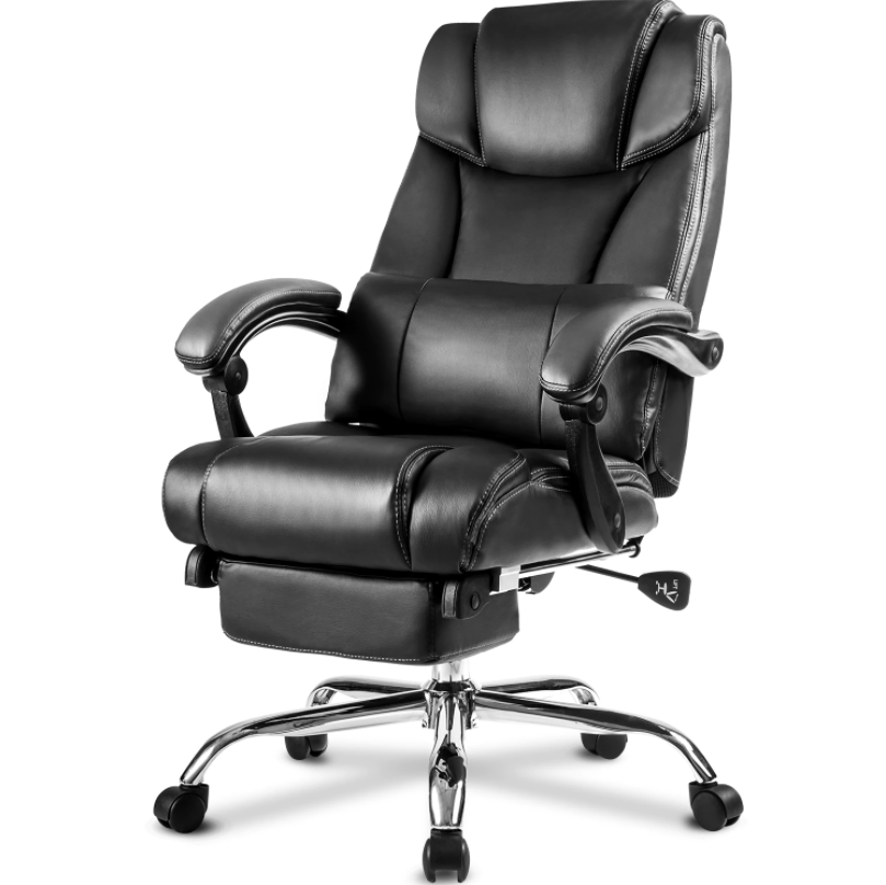 Ergonomic Leather Office Chair with Adjustable Height for Comfort – Modern Black Desk Chair for Home and Office 1