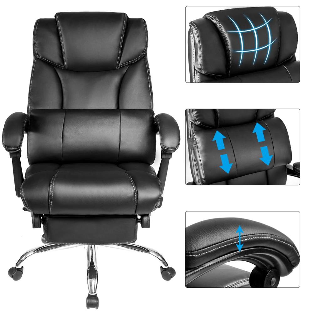 Ergonomic Leather Office Chair with Adjustable Height for Comfort – Modern Black Desk Chair for Home and Office 4