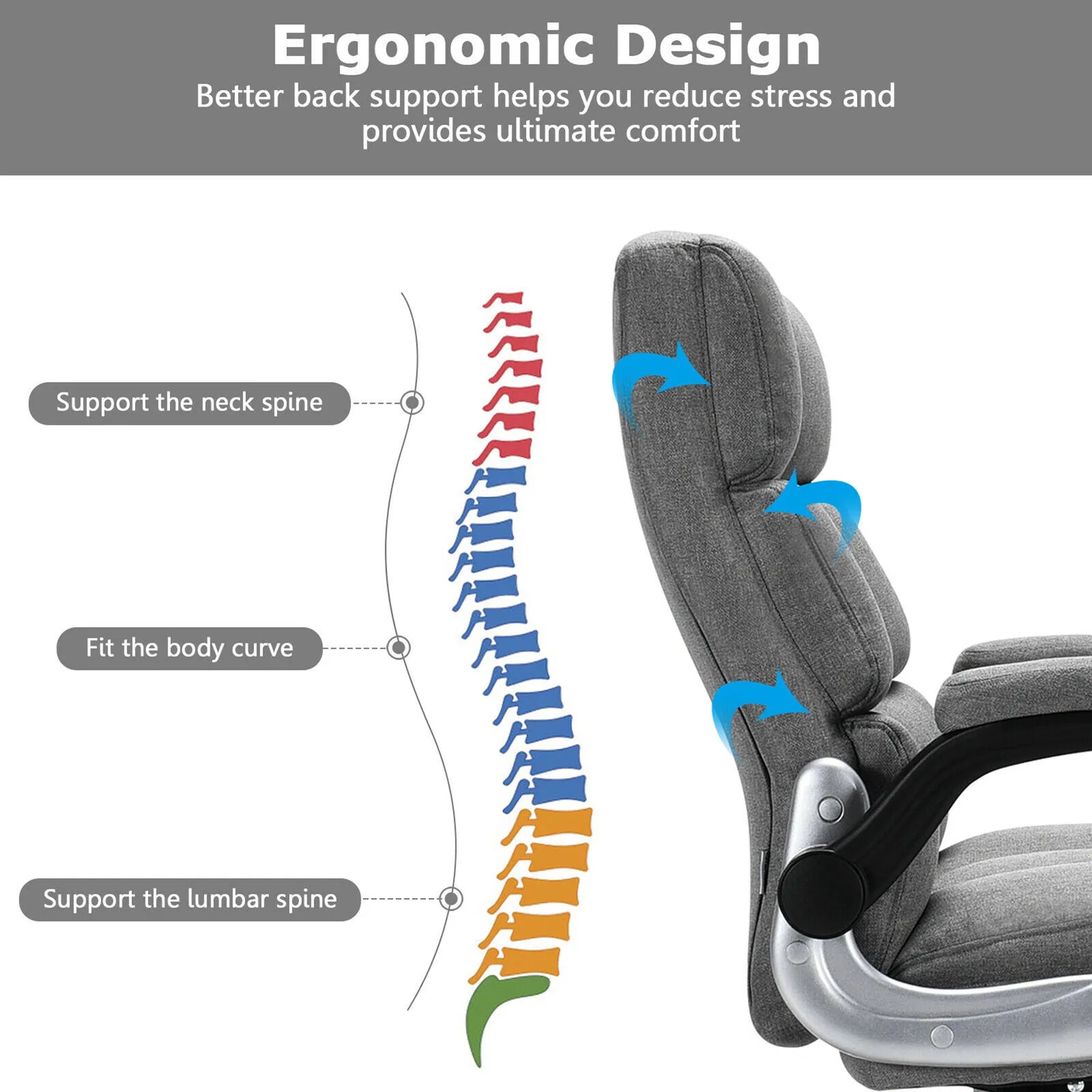 Ergonomic Office Chair with Adjustable Height and Comfortable Seat for Healthy Posture 2