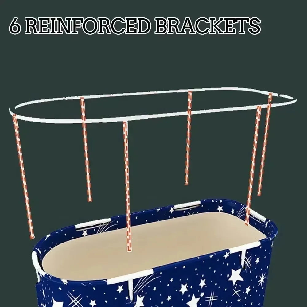 Foldable Portable Bathtub for Adults and Babies – Insulated Waterproof Hot Tub, Ergonomic Design, Blue, 118x55x50cm 3