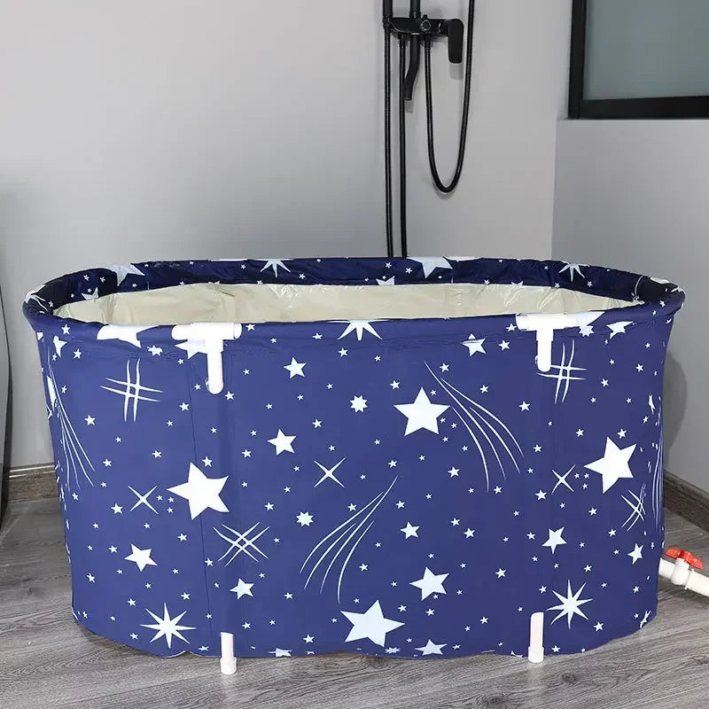 Foldable Portable Bathtub for Adults and Babies – Insulated Waterproof Hot Tub, Ergonomic Design, Blue, 118x55x50cm 6