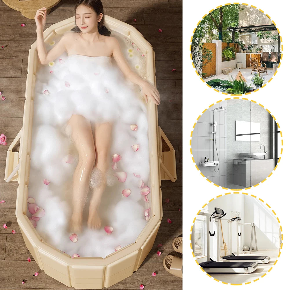 Foldable Portable Hot Tub – Large Collapsible Ice Bath for Home Relaxation with Dual Drainage and Quick Setup 2