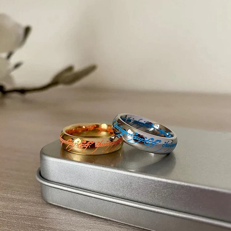 Glow in the Dark Jewelry Ring with Engraved Mantra – Luminous Positive Design, Hypoallergenic Alloy, Gold or Silver Tone 1