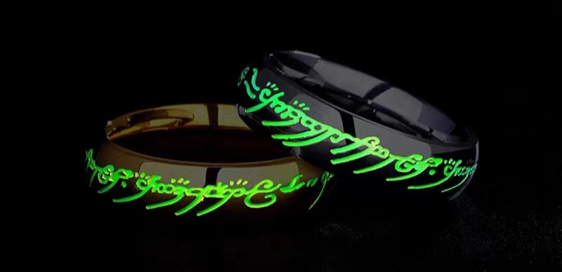 Glow in the Dark Jewelry Ring with Engraved Mantra – Luminous Positive Design, Hypoallergenic Alloy, Gold or Silver Tone 5