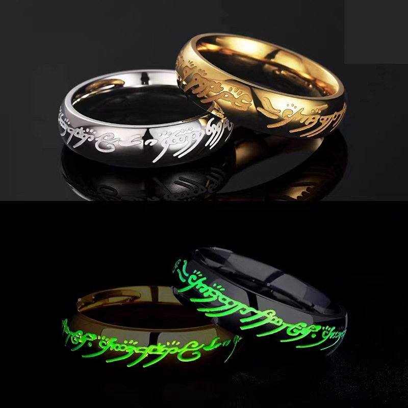 Glow in the Dark Jewelry Ring with Engraved Mantra – Luminous Positive Design, Hypoallergenic Alloy, Gold or Silver Tone 8