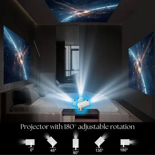 HD Smart 4K Projector with 180° Swivel Design – Compact Portable Projector for Home Theater and Outdoor Use 2