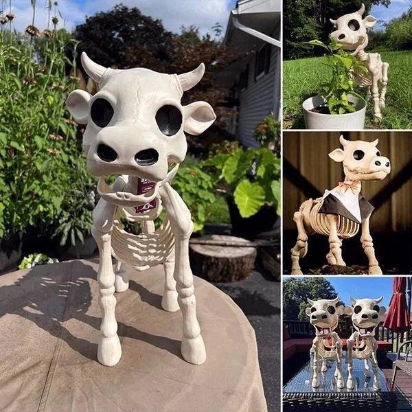 Halloween Cow and Horse Skeleton Decorative Props – Realistic Resin Decorations for Spooky Parties 2