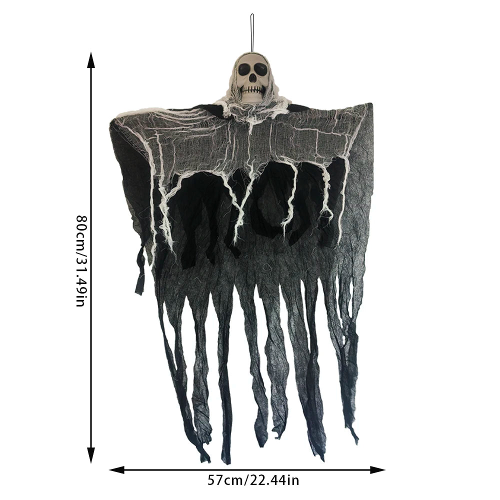 Halloween Skeleton Ghost Decoration with LED String Lights – Outdoor Halloween Decoration for Gardens, Porches, and Yards
