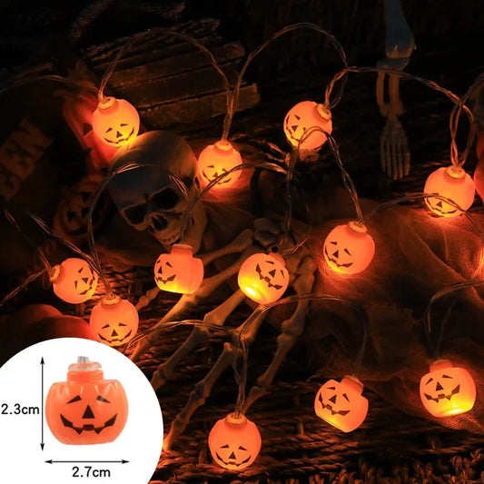 Halloween String Lights with Pumpkin, Skull, and Eyeball Shapes – Outdoor LED Decorative Lights for Spooky Decor