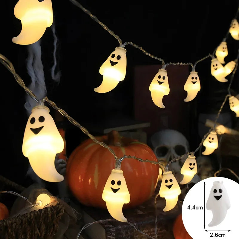 Halloween String Lights with Pumpkin, Skull, and Eyeball Shapes – Outdoor LED Decorative Lights for Spooky Decor