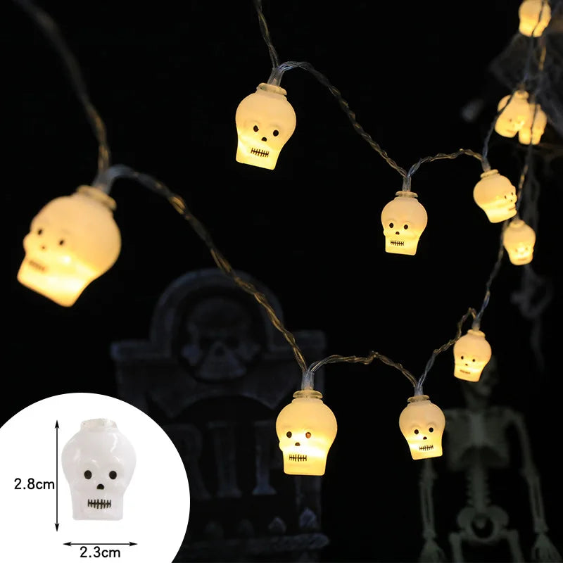 Halloween String Lights with Pumpkin, Skull, and Eyeball Shapes – Outdoor LED Decorative Lights for Spooky Decor
