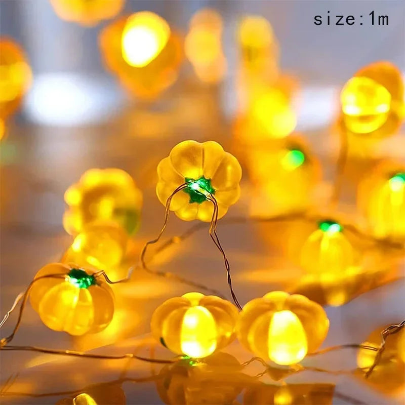 Halloween String Lights with Pumpkin, Skull, and Eyeball Shapes – Outdoor LED Decorative Lights for Spooky Decor
