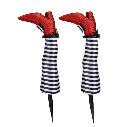 Halloween Witch Legs Props – 2pcs Upside Down Wizard Feet for Outdoor Lawn and Garden Halloween Decorations 0
