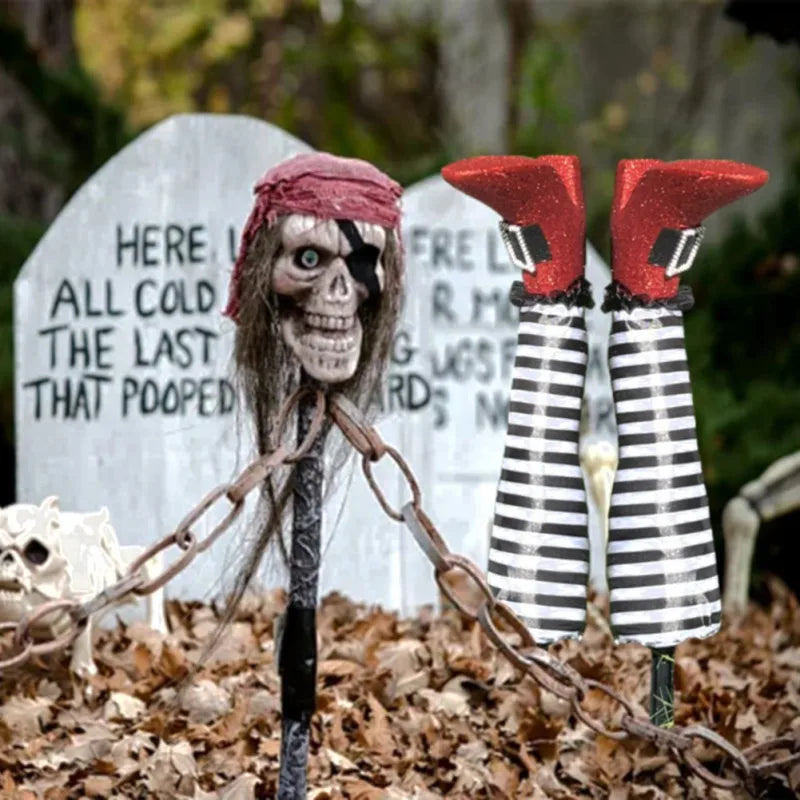 Halloween Witch Legs Props – 2pcs Upside Down Wizard Feet for Outdoor Lawn and Garden Halloween Decorations 3