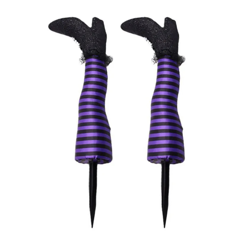Halloween Witch Legs Props – 2pcs Upside Down Wizard Feet for Outdoor Lawn and Garden Halloween Decorations 6