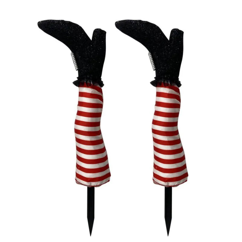 Halloween Witch Legs Props – 2pcs Upside Down Wizard Feet for Outdoor Lawn and Garden Halloween Decorations 7