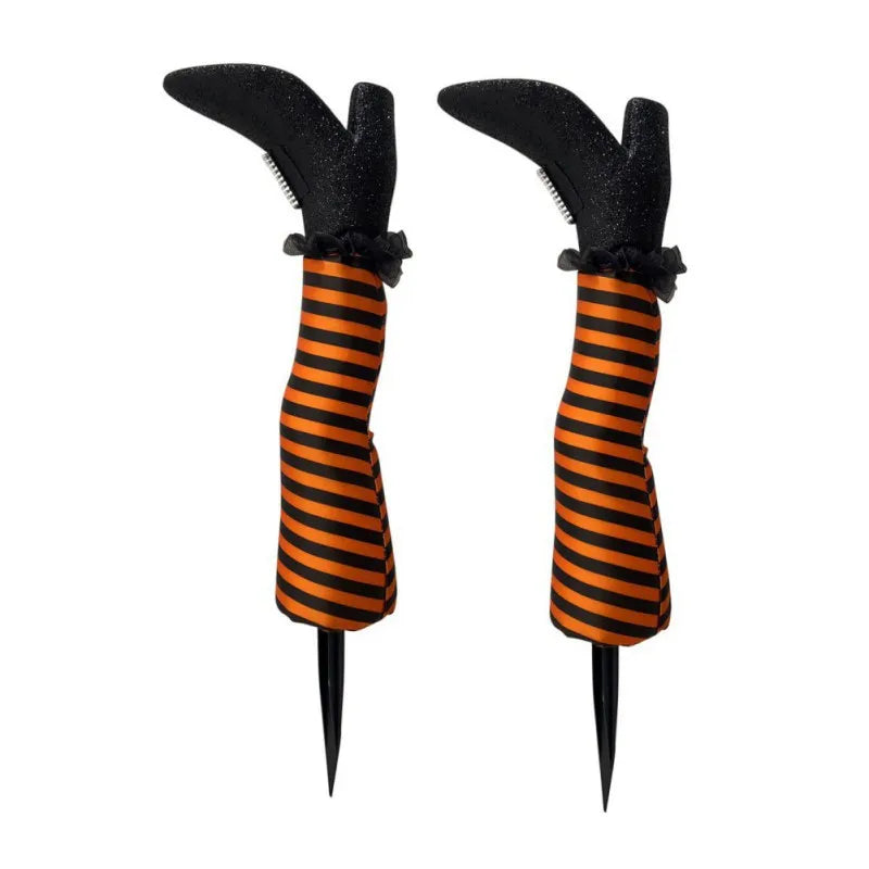 Halloween Witch Legs Props – 2pcs Upside Down Wizard Feet for Outdoor Lawn and Garden Halloween Decorations 8