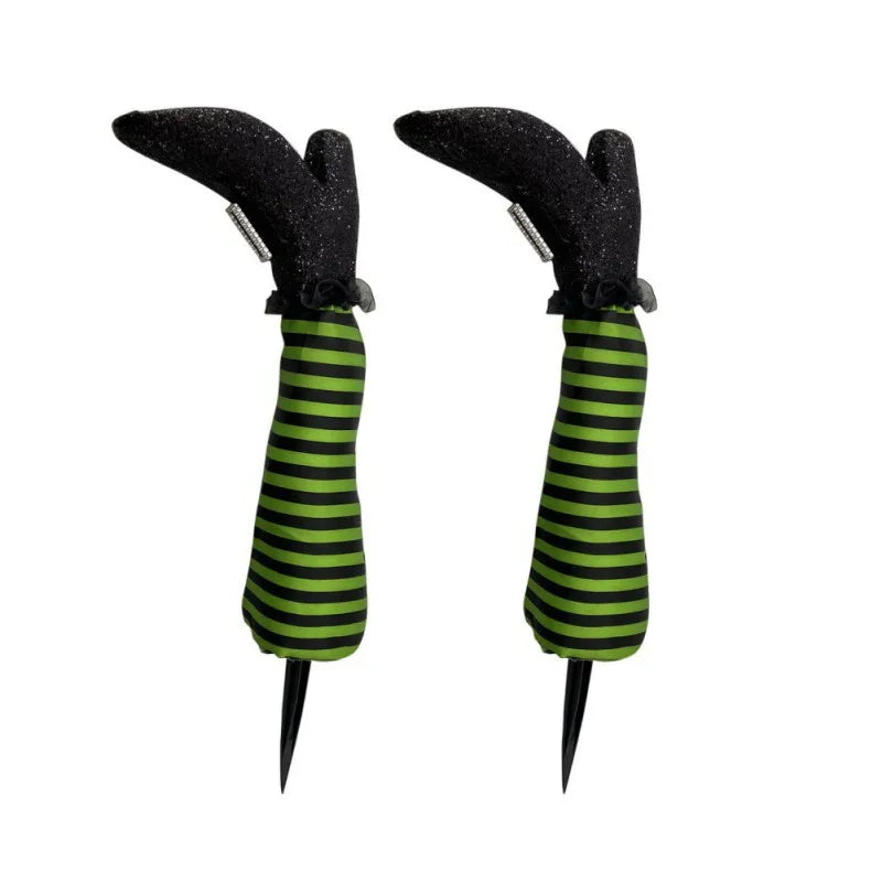 Halloween Witch Legs Props – 2pcs Upside Down Wizard Feet for Outdoor Lawn and Garden Halloween Decorations 9