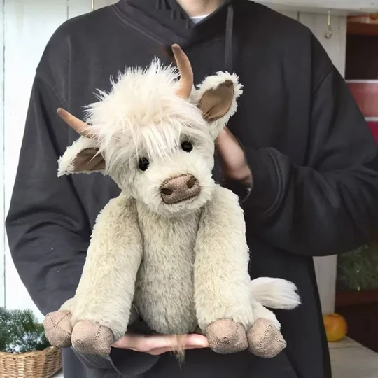 Handmade Highland Cow Plush Toy – Custom-Made White Alpaca Companion 3