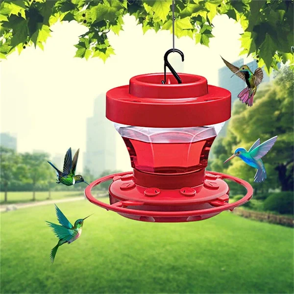 Hanging Hummingbird Feeder with Ant Guard, 16 Ounce Capacity, Leakproof Design and Multiple Feeding Ports 0