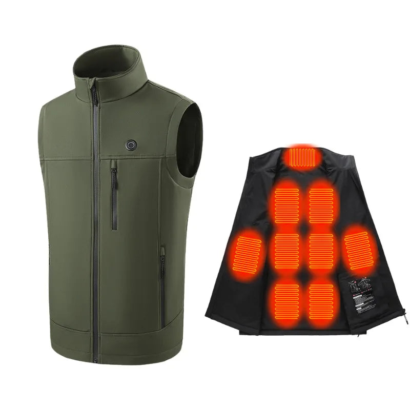 Heated Vest for Men and Women - 9 Heating Areas, USB Rechargeable, Ideal for Winter Hiking and Skiing