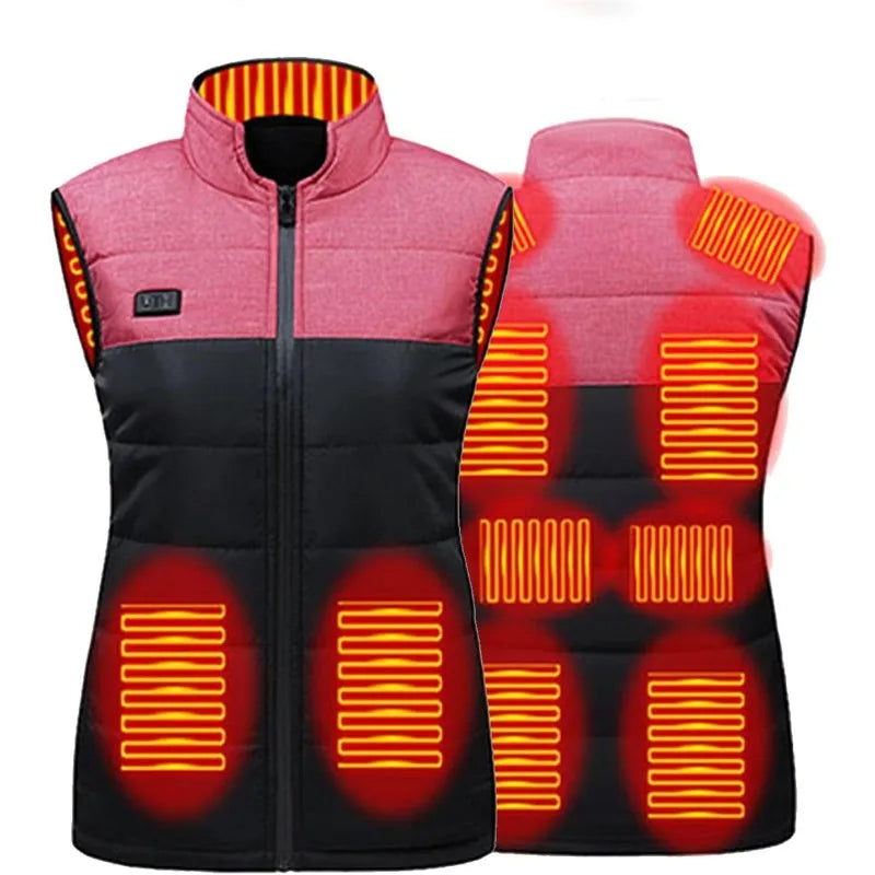 Heated Vest for Men and Women with 9 Heating Zones – USB Charging Thermal Cotton Jacket S-5XL for Outdoor Activities