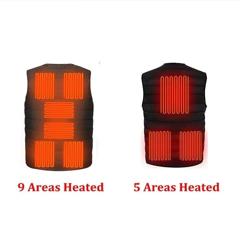 Heated Vest with 9 Heating Zones for Men and Women – Flexible Cotton Thermal Jacket for Outdoor Activities