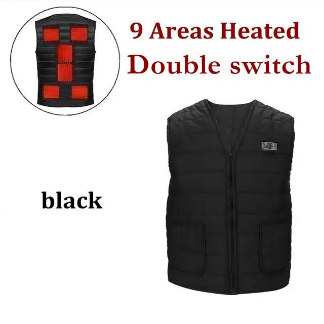 Heated Vest with 9 Heating Zones for Men and Women – Flexible Cotton Thermal Jacket for Outdoor Activities