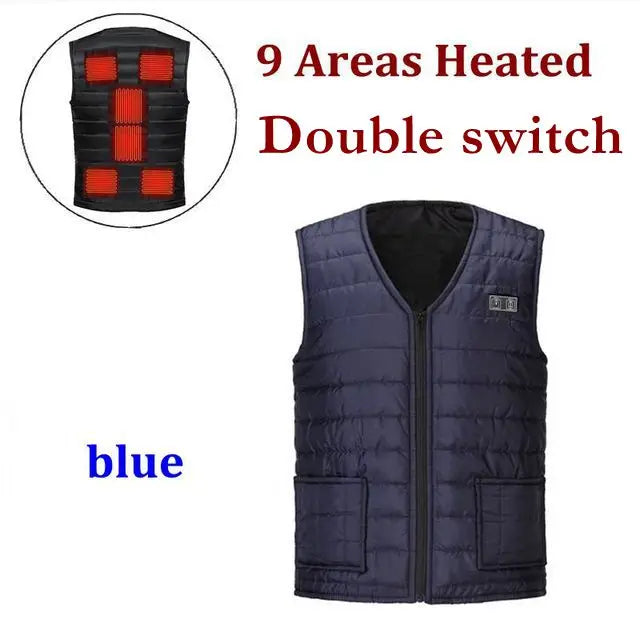 Heated Vest with 9 Heating Zones for Men and Women – Flexible Cotton Thermal Jacket for Outdoor Activities