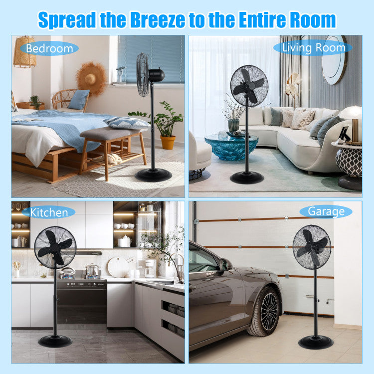 Height-Adjustable 16-Inch Oscillating Pedestal Fan with 3 Speed Settings – Ideal for Indoor Use 3